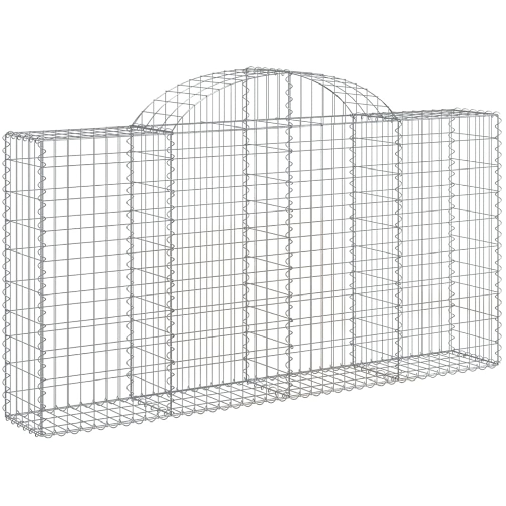 vidaXL Silver Galvanised Iron Arched Gabion Basket 200 x 30 x 100/120cm Image 1