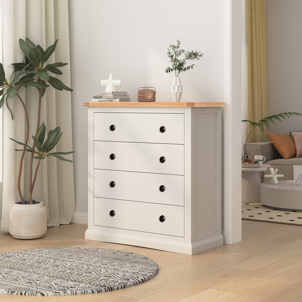 Castelli 4 Drawer Off White Chest of Drawers with Brass Knobs Image 8