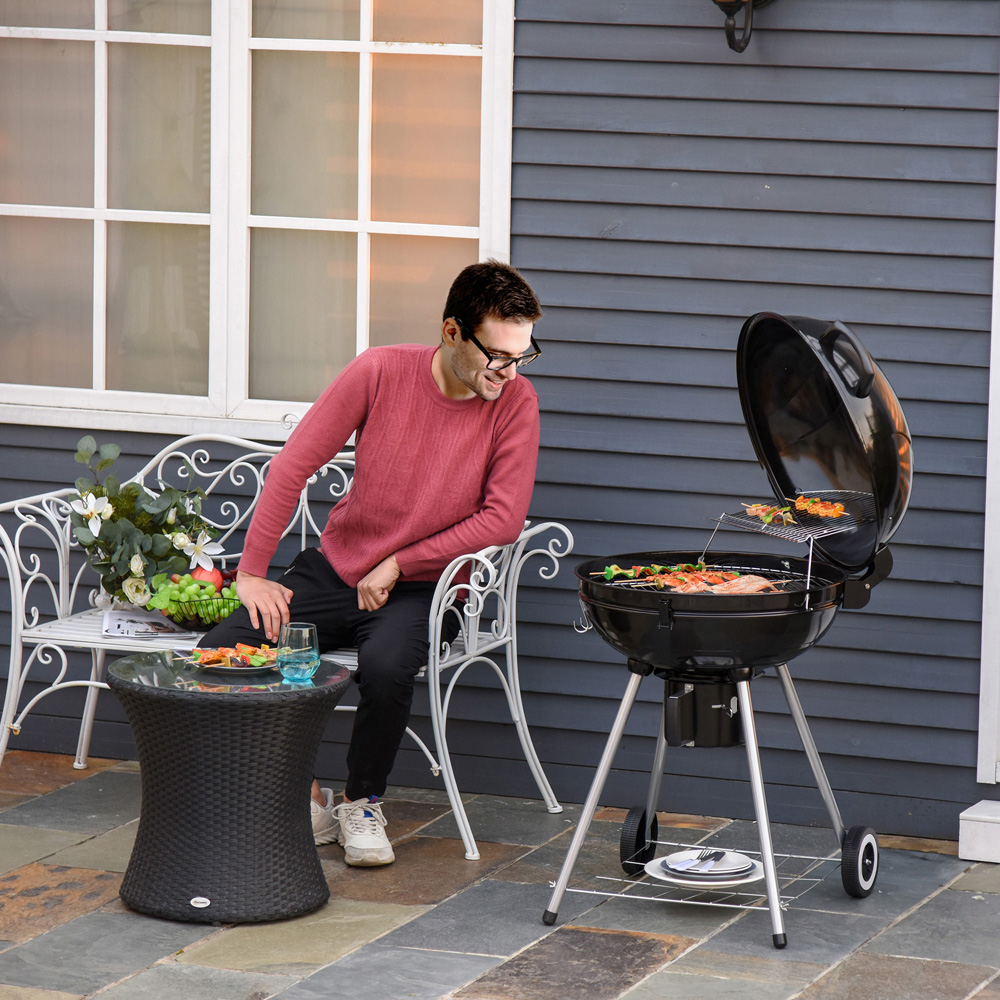Outsunny Black Portable Kettle Charcoal BBQ Grill Image 2