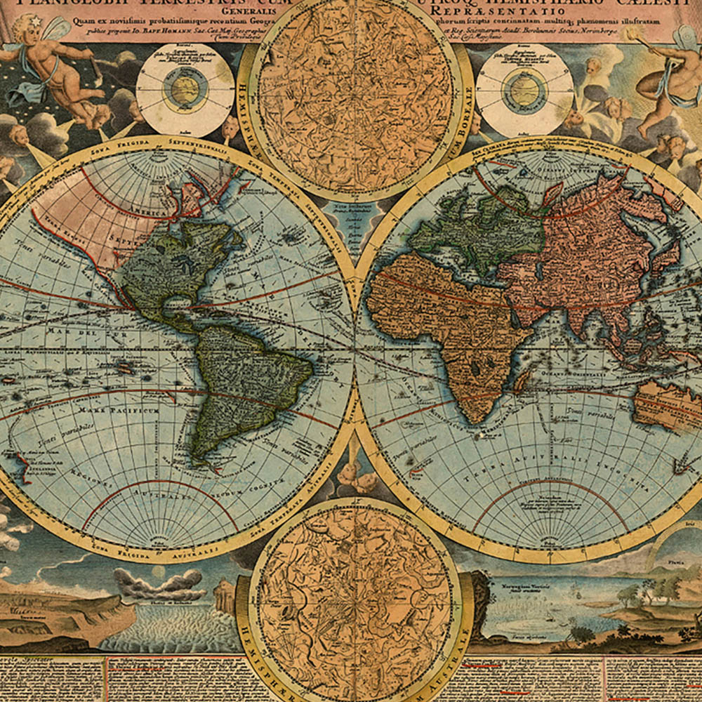 Origin Murals Vintage Map Multicolour Wall Mural Image 2