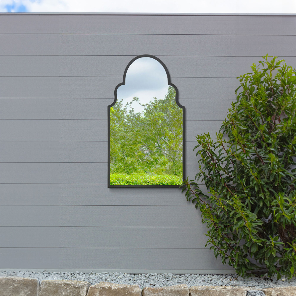 MirrorOutlet The Arcus Black Framed Arched Garden Wall Mirror 104 x 61cm Image 5