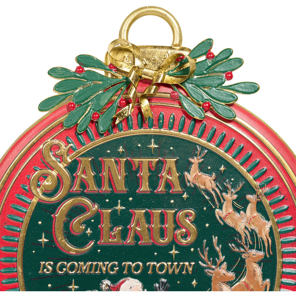 Vintage Santa Bauble Wall Art Image 3