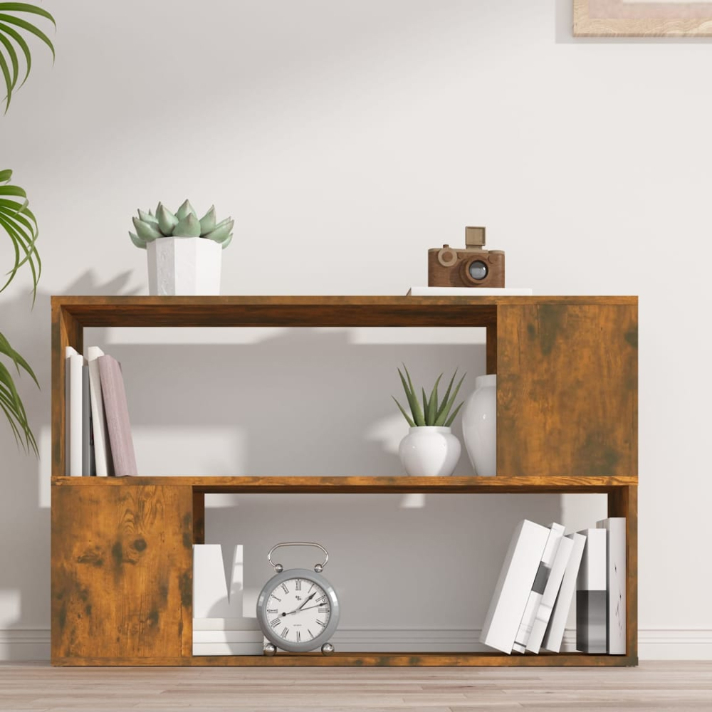 vidaXL 2 Shelf Smoked Oak Bookcase Image 6