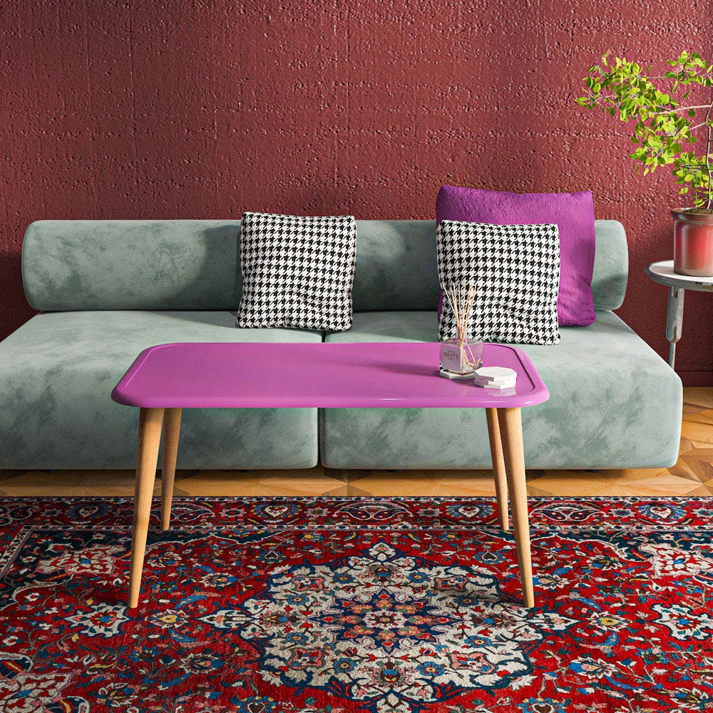 Decorotika Bohemia Murdum Coffee Table with Solid Wood Legs Image 4