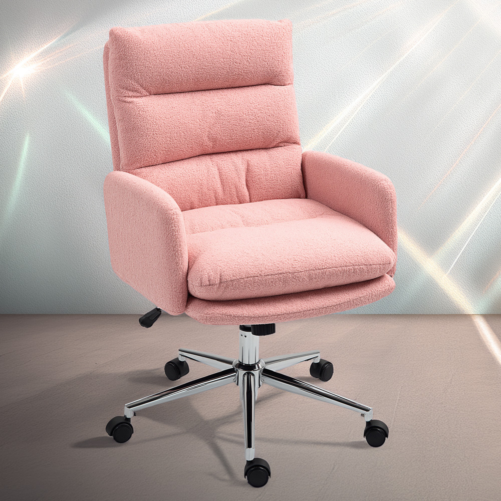 Portland Pink Upholstered Height Adjustable Office Desk Chair Image 1