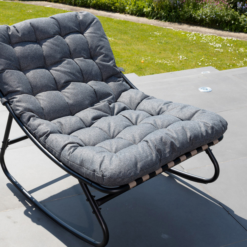 Artemis Home Solace Black Outdoor Rocking Chair with Dark Grey Cushion Image 3