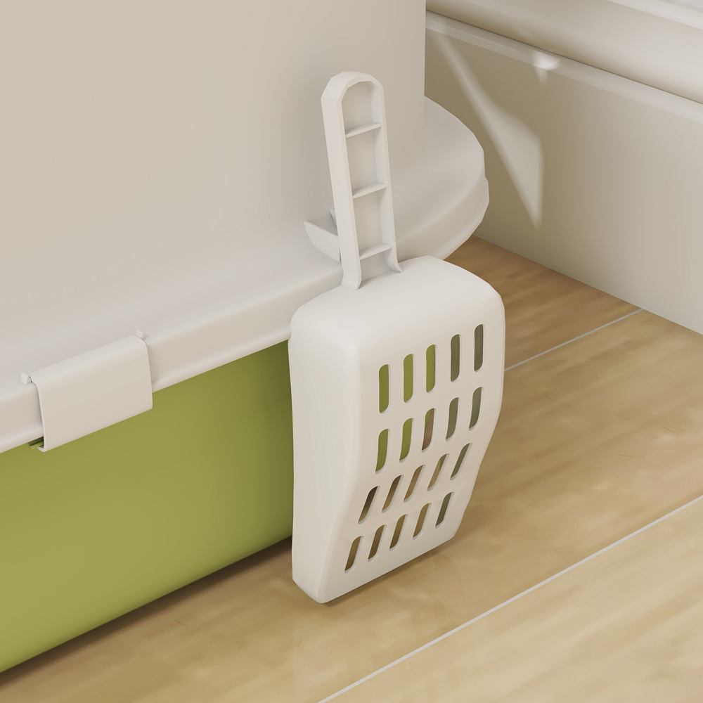 PawHut Green Hooded Cat Litter Tray with Lid and Scoop Image 4
