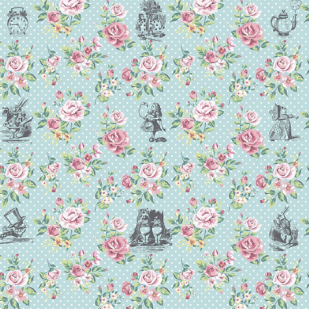 Origin Murals Alice in Wonderland English Rose Print Blue Wall Mural Image 2