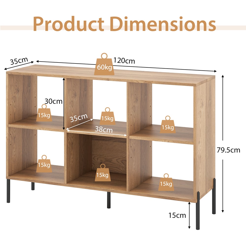 Costway 6 Cube Natural Wooden Bookshelf Image 9