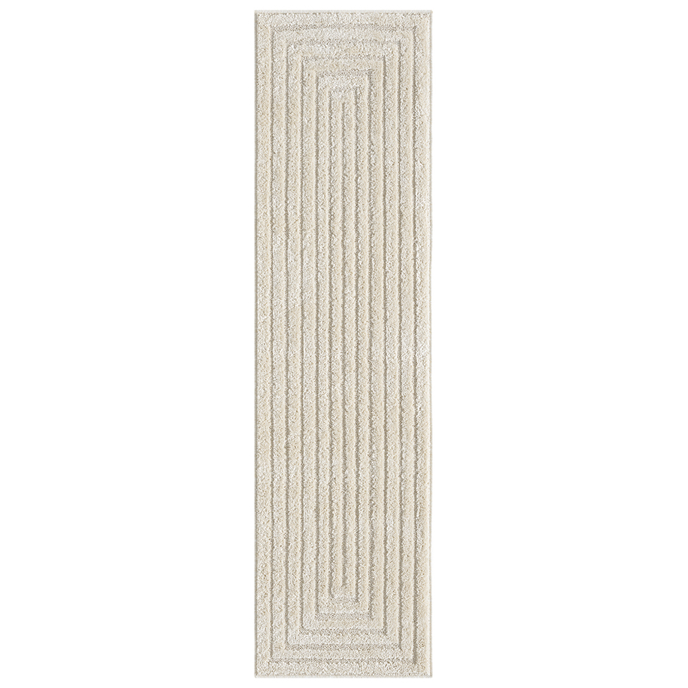 Desire Rugs Isabella Cream Embossed Geometric Rectangle Rug 60 x 220cm Image 1