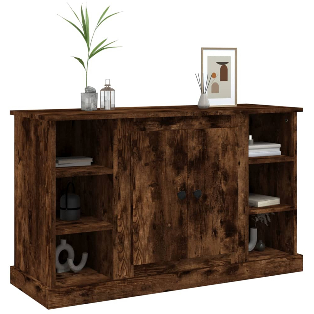 vidaXL 2 Door 6 Shelf Smoked Oak Sideboard Image 4