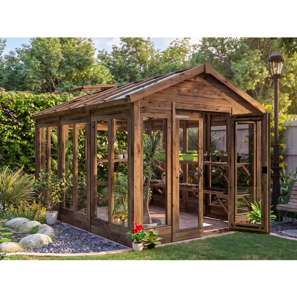 Dunster House Growzilla Brown Wooden 8 x 12ft Greenhouse Image 5