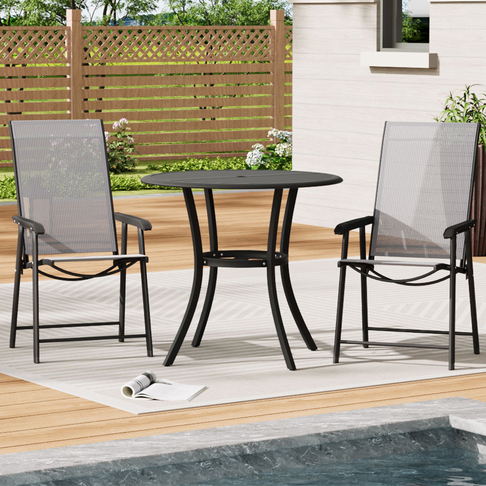 Living and Home Foldable 2 Seater Slatted Patio Set Image 1