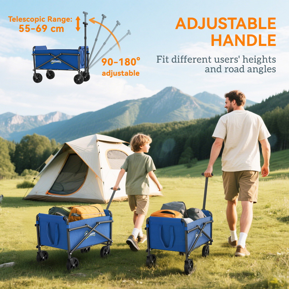 Outsunny 41L Blue Heavy Duty Folding Garden Trolley Image 4