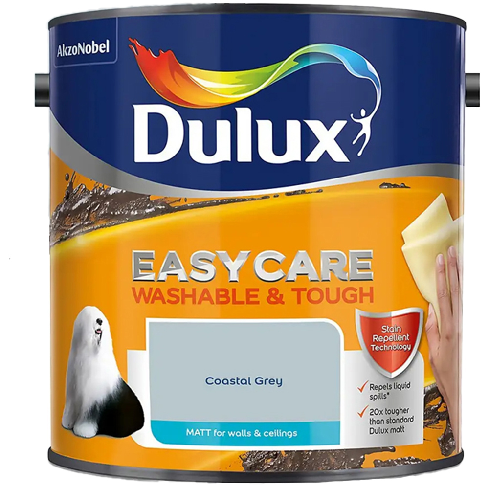Dulux Easycare Washable & Tough Coastal Grey Matt Paint 2.5L Image 2