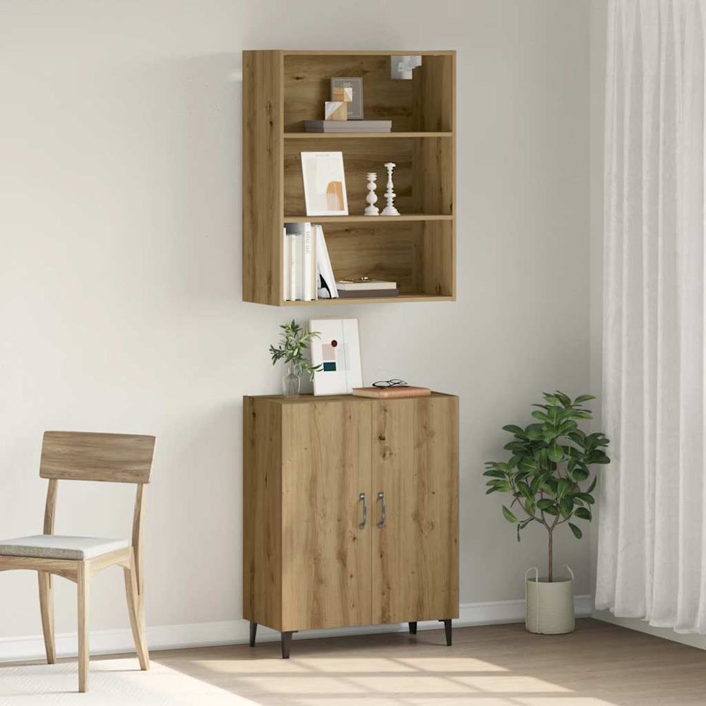 vidaXL 2 Door Artisan Oak Sideboard with 3 Shelf Wall Cabinet Image 8
