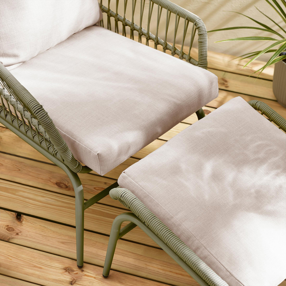 Furniturebox Agen Green Metal Outdoor Chair with Footstool and Table Image 3