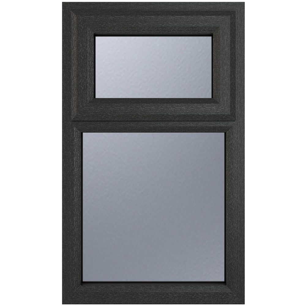 Crystal uPVC Double Glazed Window Top Hung Over Fixed Light Grey White Obscure Glass 610x1115mm Image 1