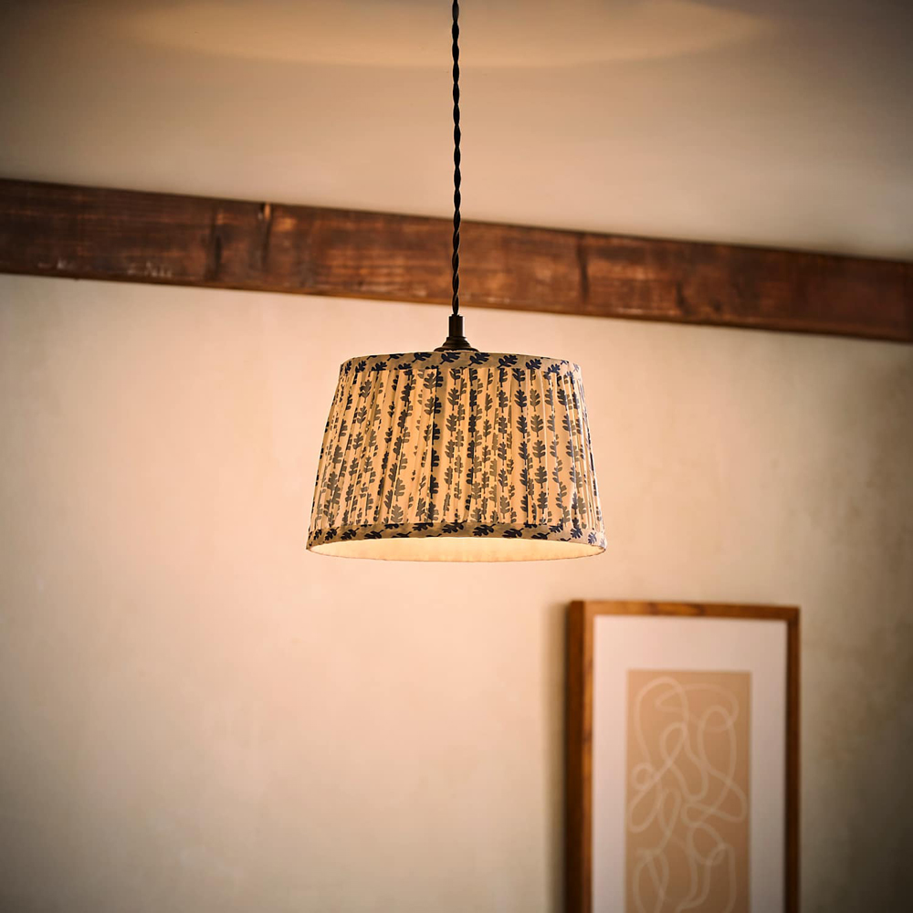 ValueLights Grange Blue Floral Pleated Small Pendant Shade Image 6