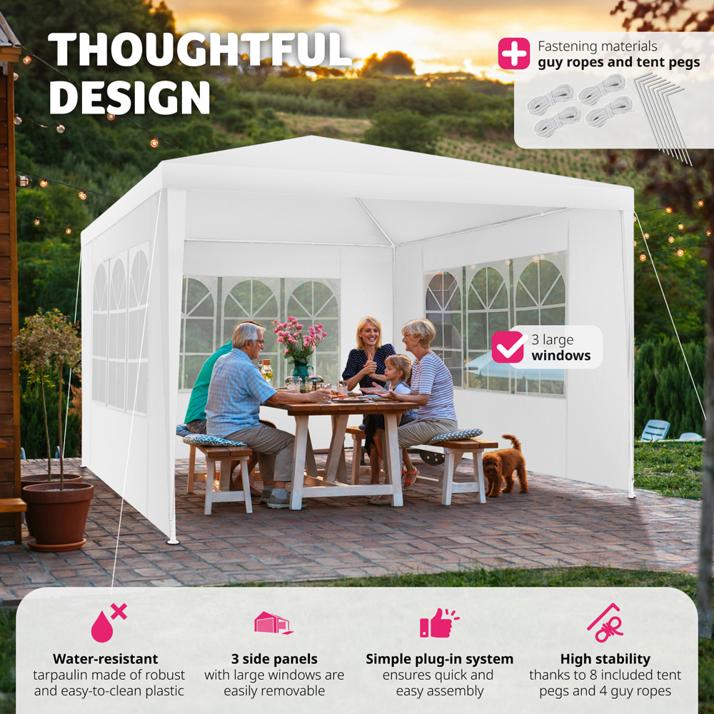 tectake Baraban White 3 Side Panel Gazebo Image 3