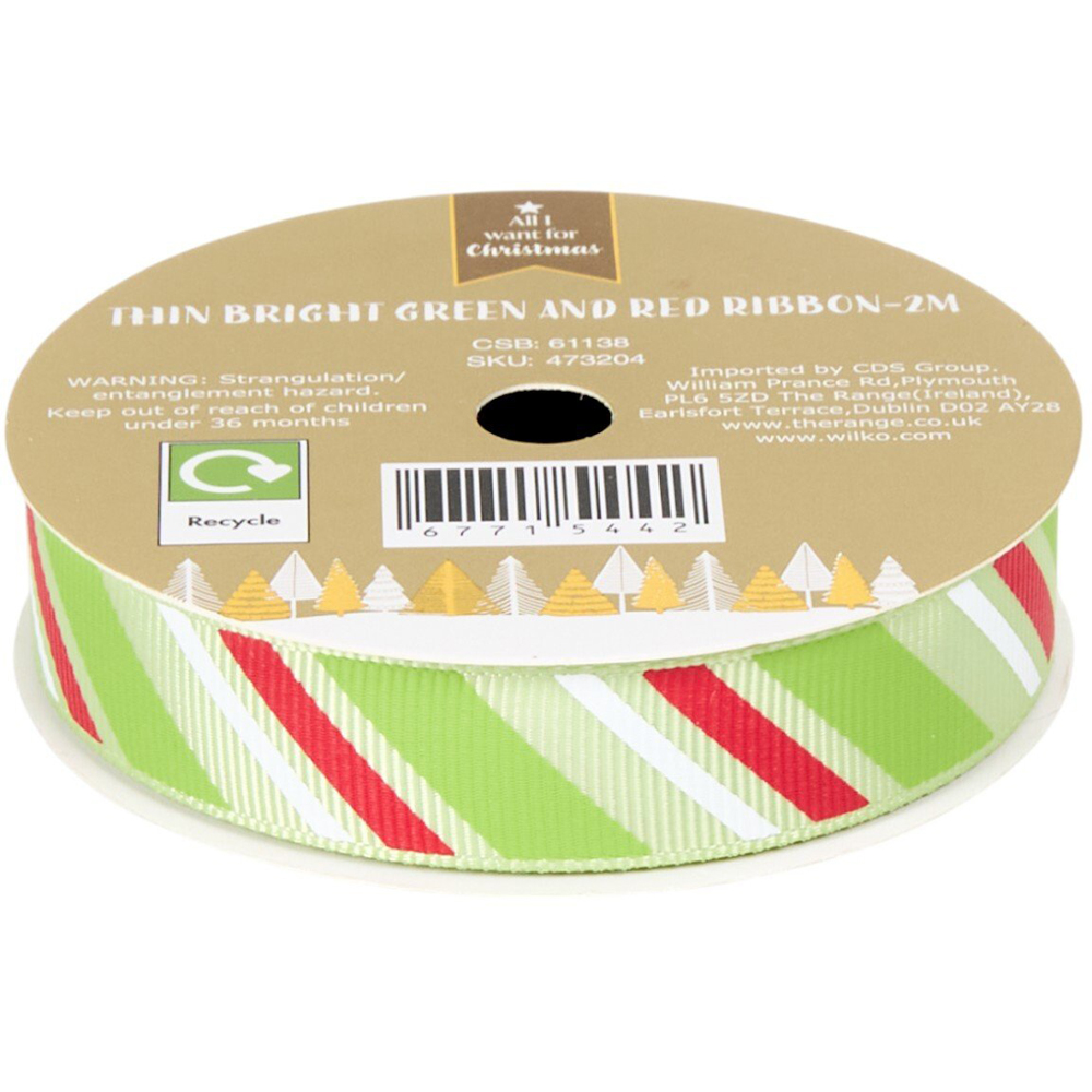Thin Bright Green and Red Ribbon Image 4