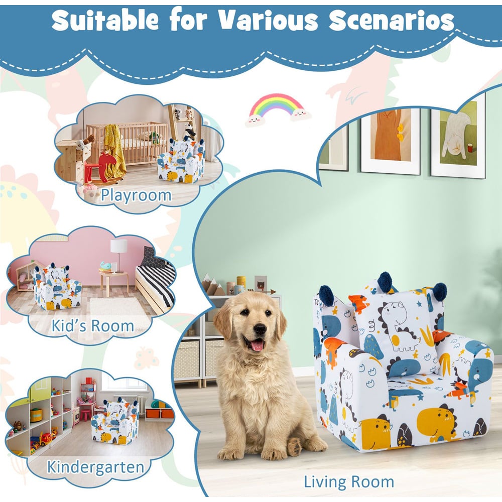 Costway Orange Kids Armchair with Pillow Image 6