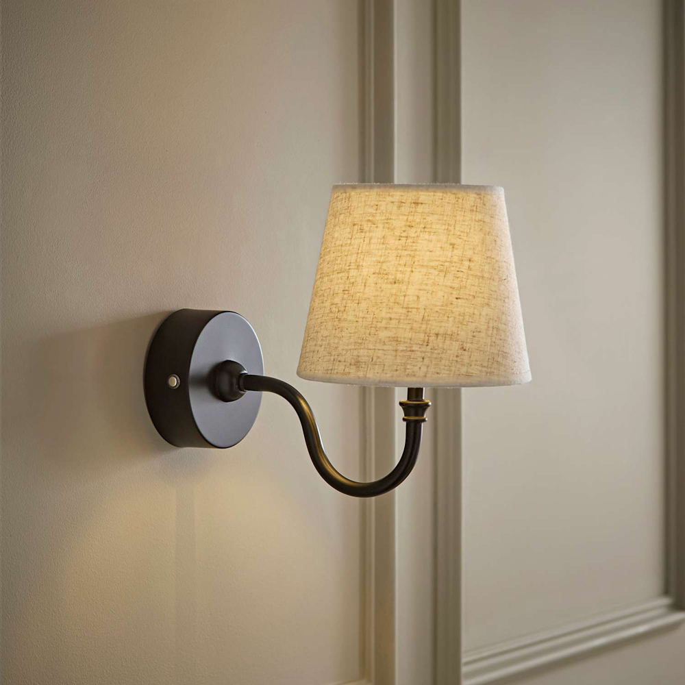 ValueLights Lowe Linen Taper Shade Portable Black Rechargeable Wall Light with Bulb Image 6
