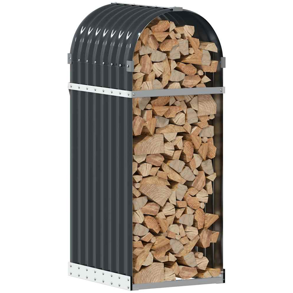 vidaXL Anthracite Galvanised Steel Firewood Log Holder 100 x 40 x 45cm Image 2