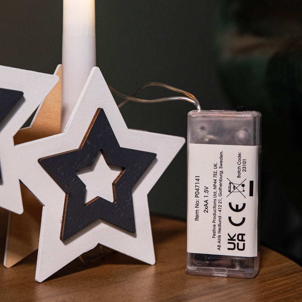 Samuel Alexander White Wooden Christmas Candle Bridge with Star Image 3