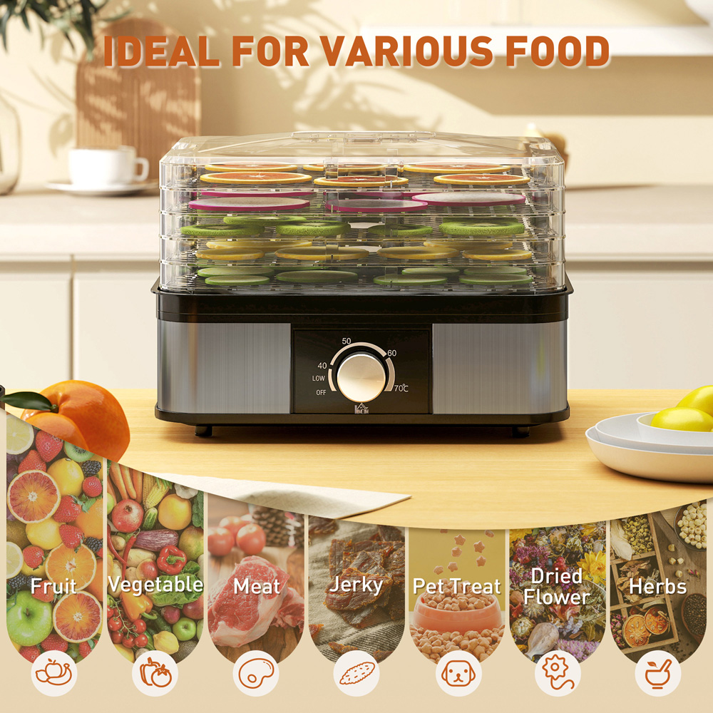 HOMCOM 800-142V71BK 5 Tier Black Food Dehydrator 245W Image 8