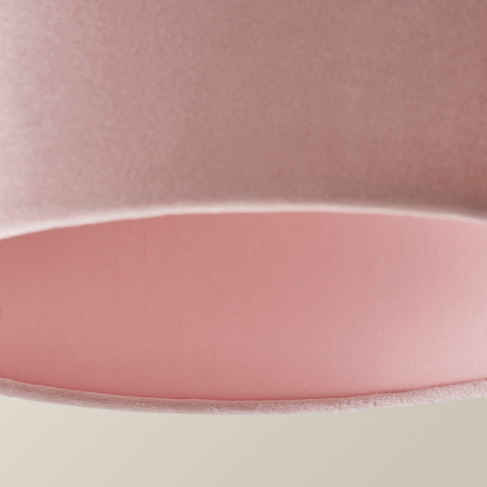 ValueLights Reni Blush Velvet Drum Ceiling Lamp Shade 35cm Image 4