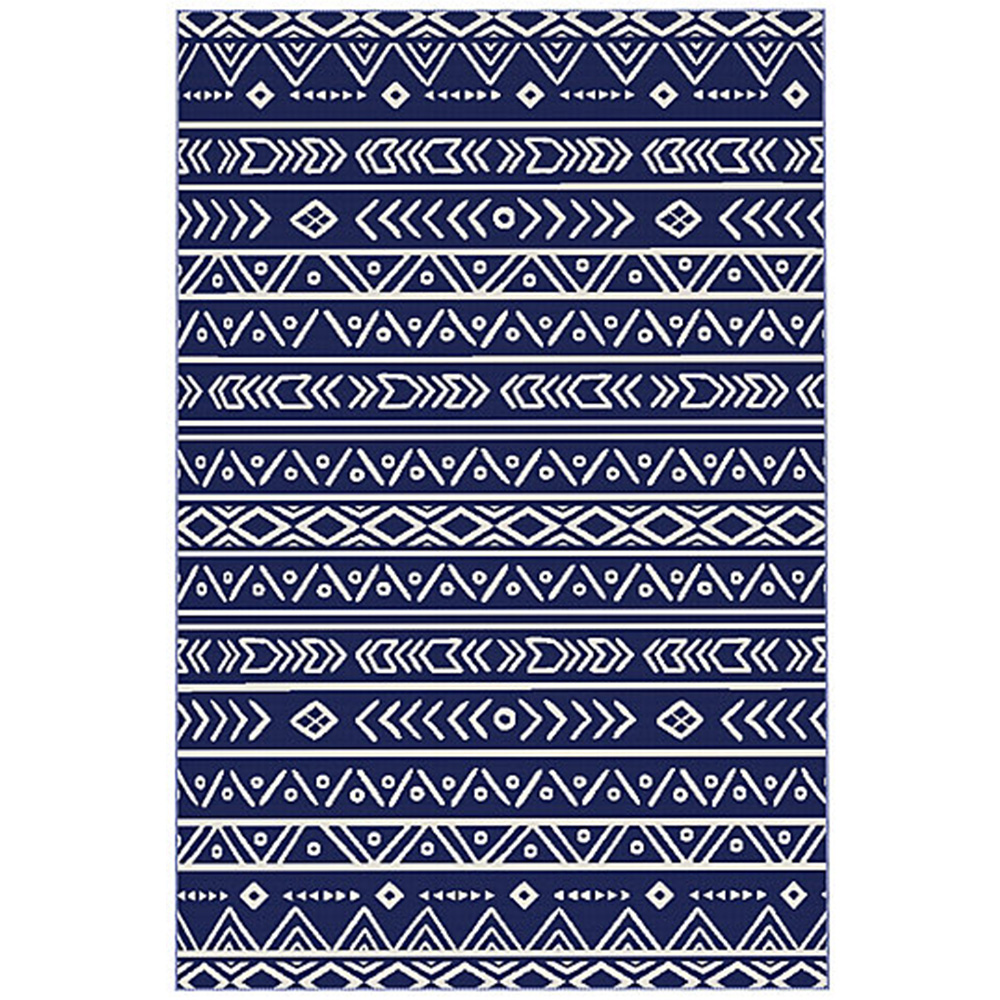 Outsunny Geometric Blue and White Reversible Outdoor RV Rug 1.8 x 2.7m Image 1