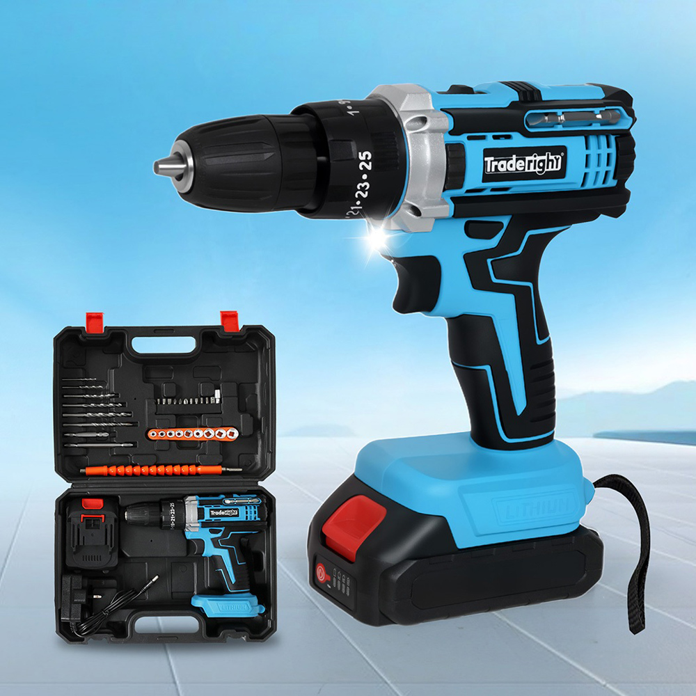 Traderight HW0262 21V Cordless Electric Combi Drill Driver with Battery and Accessories Image 3