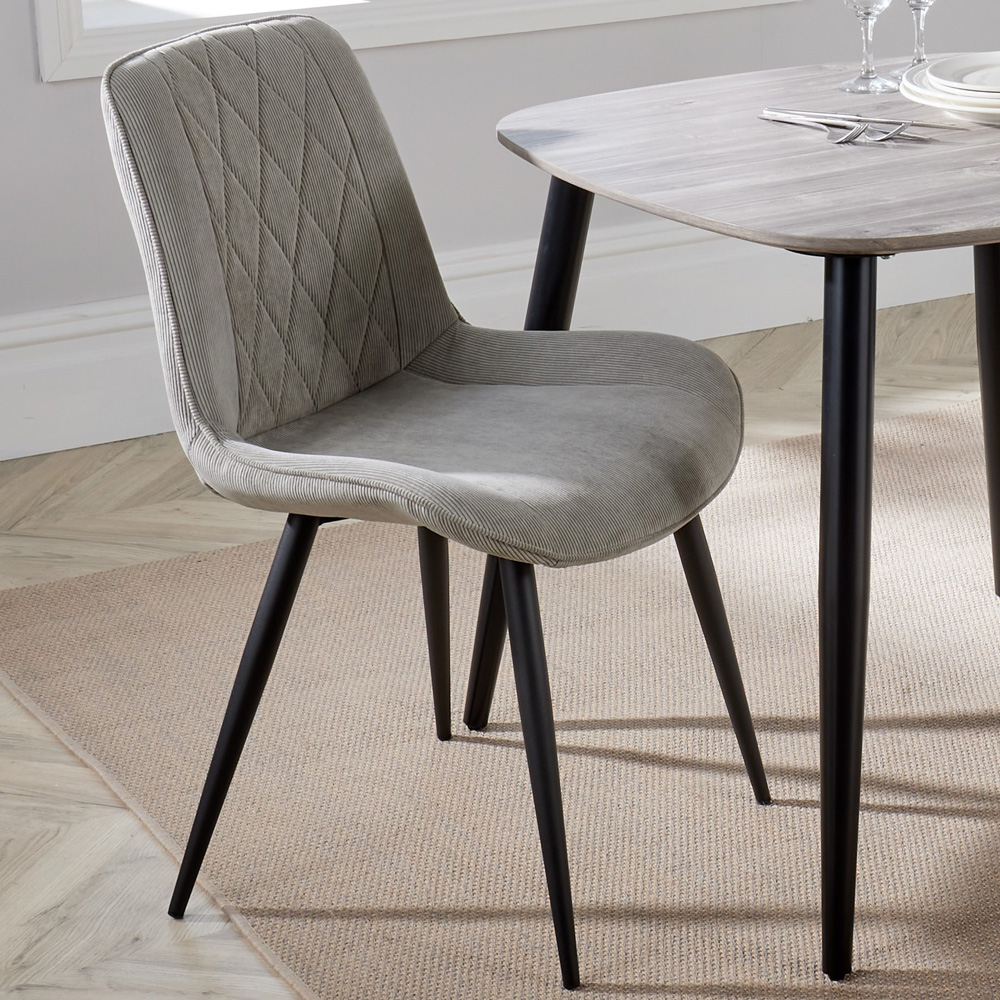 Core Products Aspen Set of 2 Light Grey and Black Diamond Stitch Dining Chair Image 1