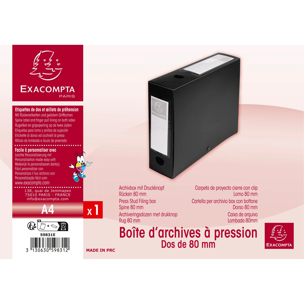 Exacompta A4 Black Polypropylene Stud File Box 100mm 10 Pack Image 9