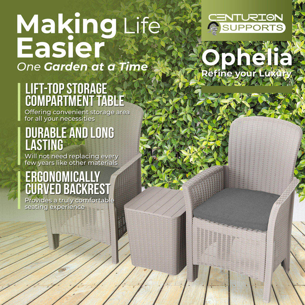 Centurion Supports Ophelia 2 Seater Cream Rattan Armchair Set with Side Table Image 3