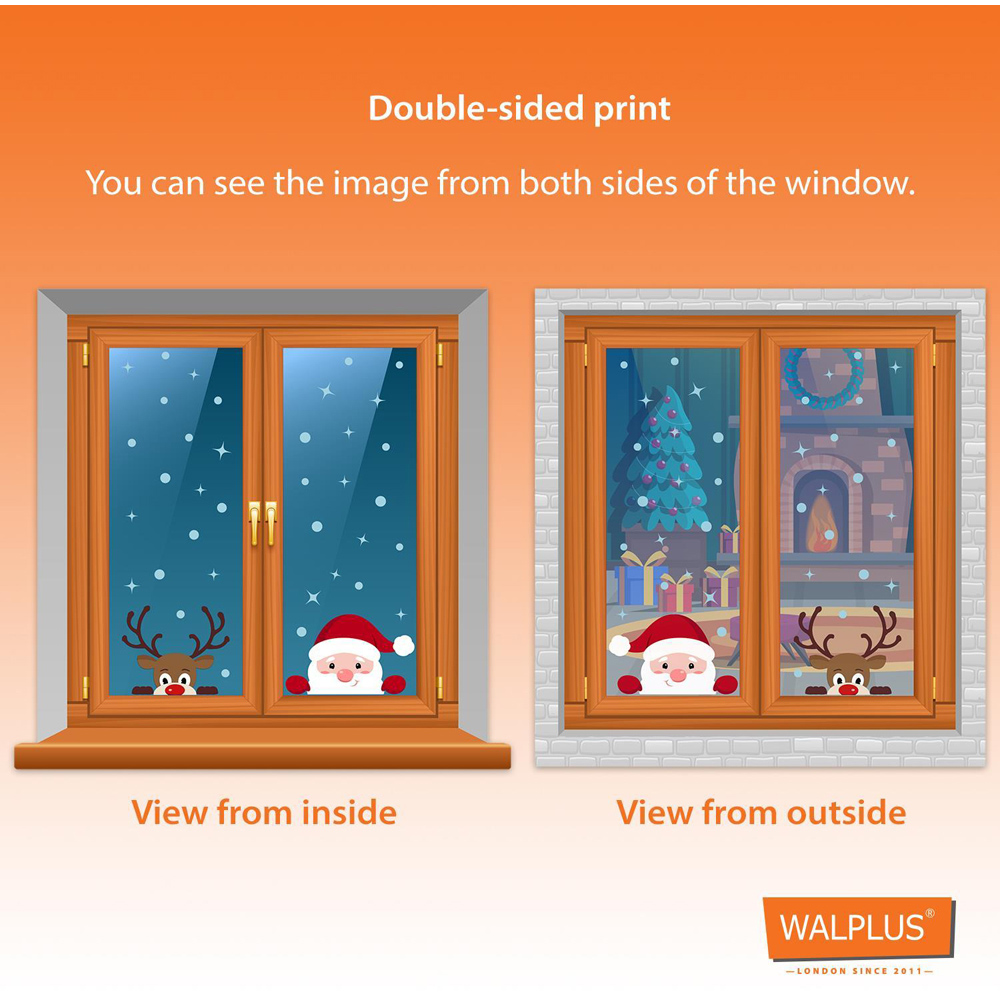 Walplus Peeking Santa and Rudolph Self Adhesive Christmas Wall Stickers 39 Piece Image 4