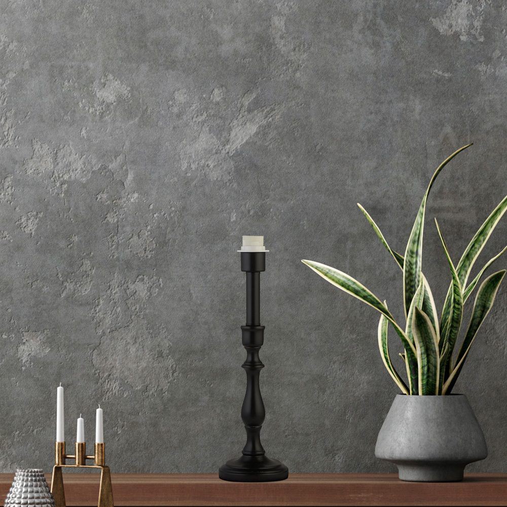 Lighting Collection Baldwin II Black Candle Stick Spindle Table Lamp Base 44cm Image 2