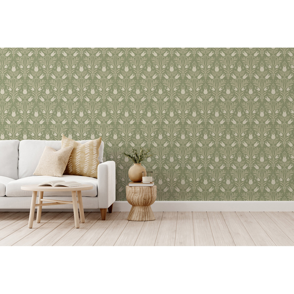 Esselle Home Heritage Tulip Spring Green Wallpaper Image 7