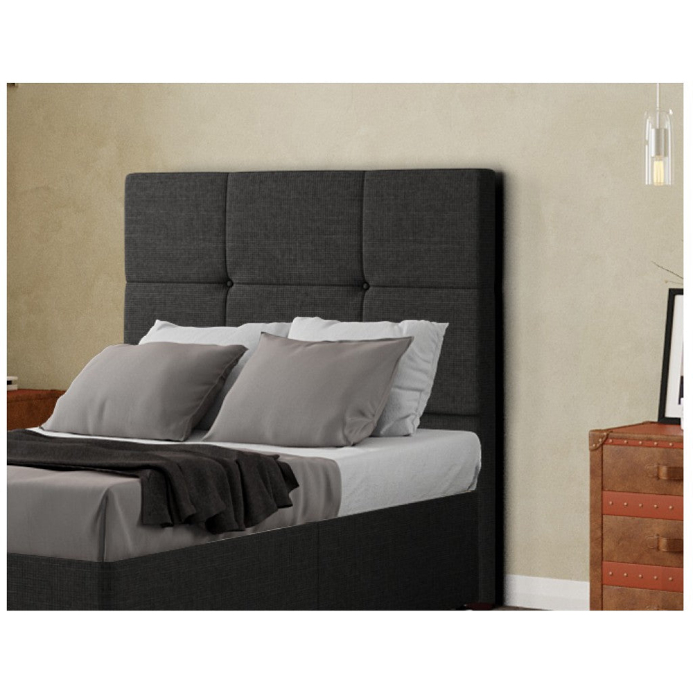 Eleganza Jacob King Size Black Linen Floor Standing Headboard Image 4