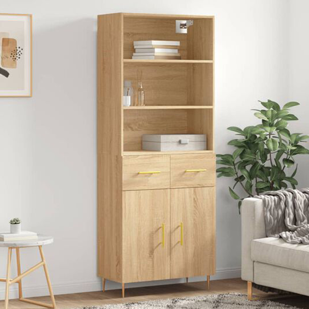 vidaXL 2 Door 2 Drawer 3 Shelf Sonoma Oak Highboard Image 1