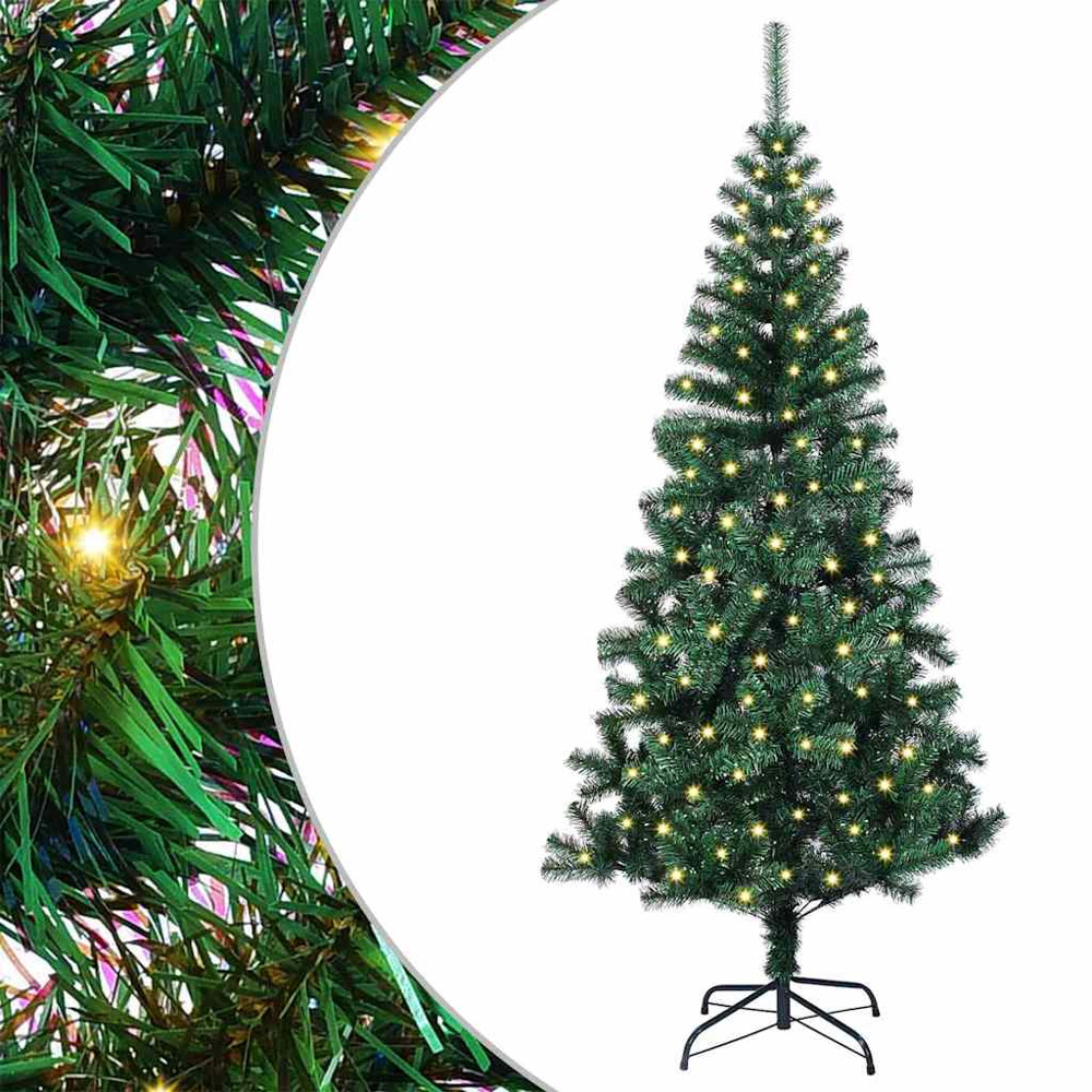 vidaXL Pre-Lit Green Artificial Christmas Tree 5ft Image 2