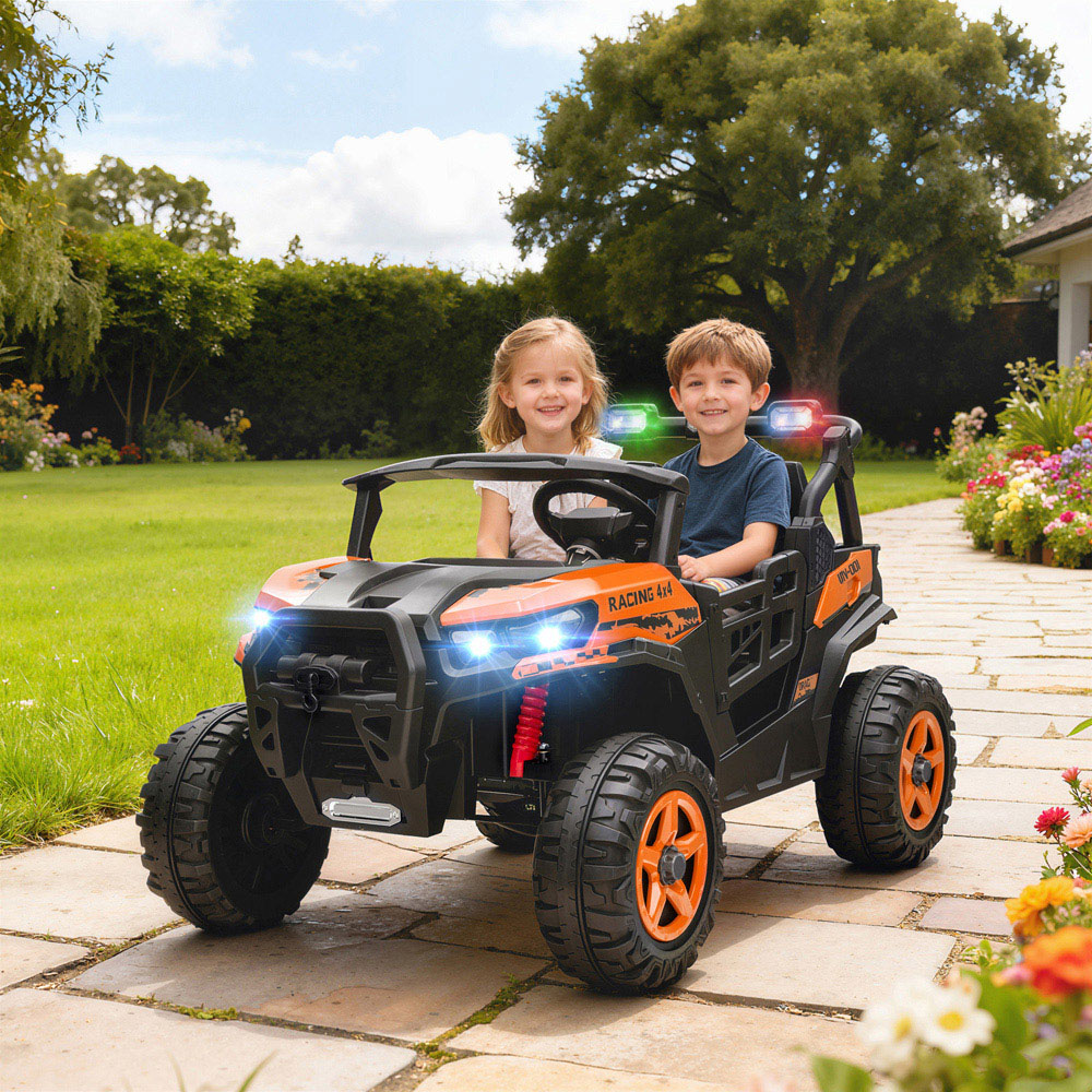 Tommy Toys 2 Seater Kids Orange Ride On Electric Truck with Remote 24V Image 2