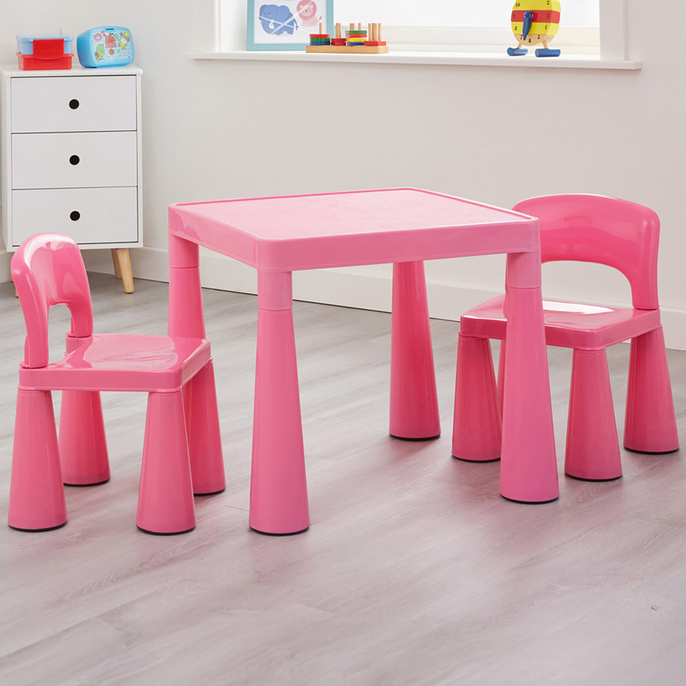 Liberty House Toys Kids Square Plastic Table and Chairs Set Image 1