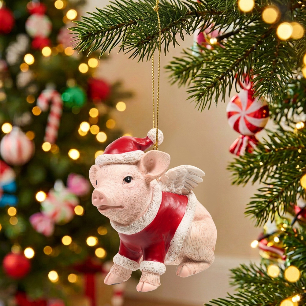 Christmas Flying Pig Decoration Image 2