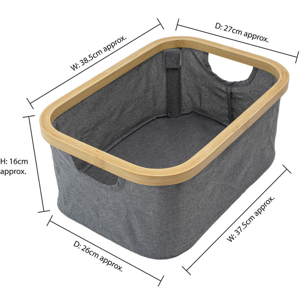 JVL Bambanio 26L Grey Bamboo Foldable Storage Basket 2 Pack Image 9