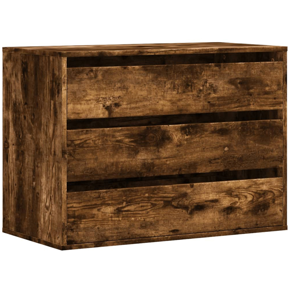 vidaXL 3 Drawer Smoked Oak Wooden Chest of Drawers Image 2