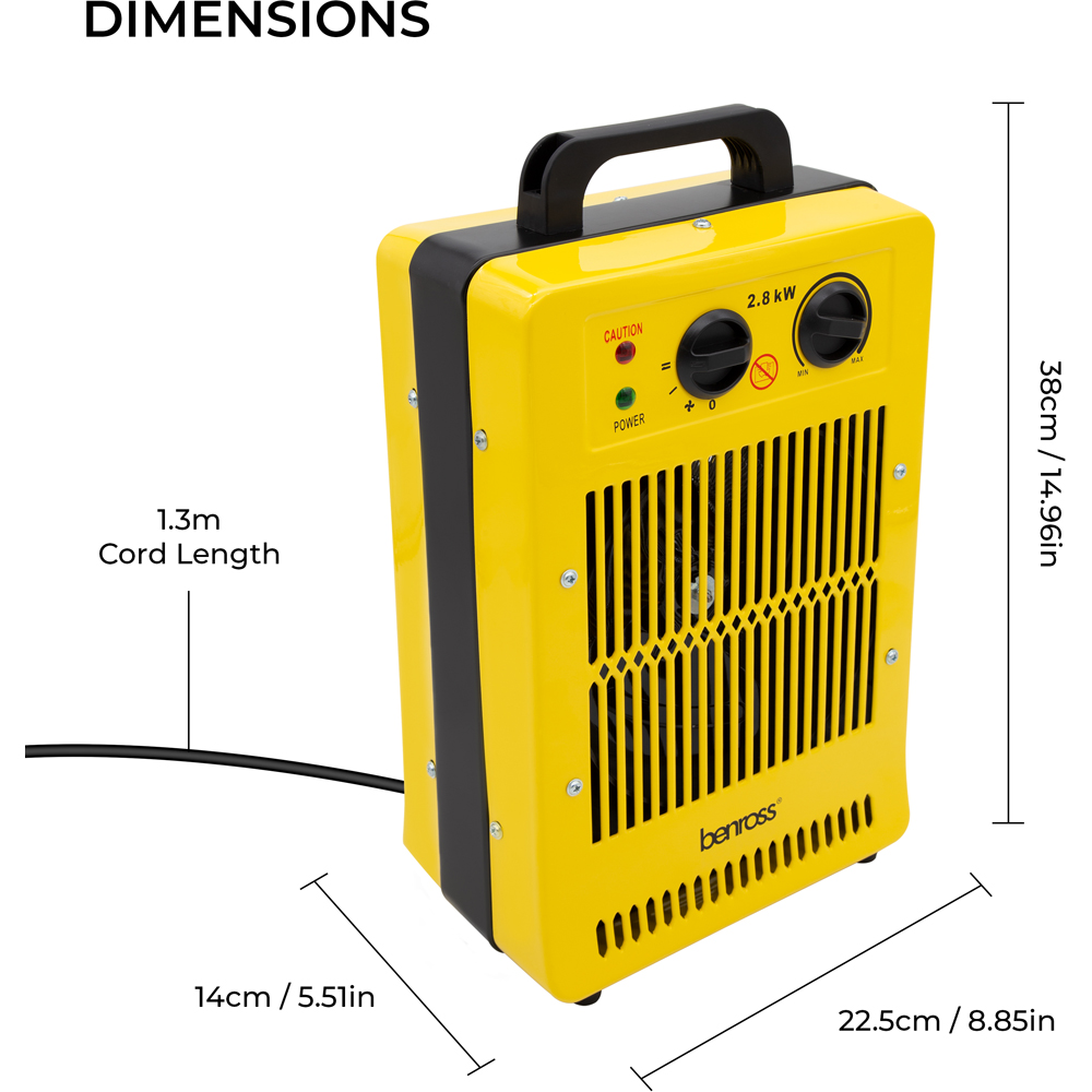 Benross Yellow Industrial Fan Heater 2800W Image 6
