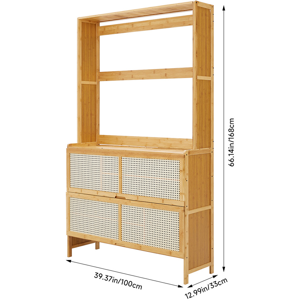 H&O Direct 4 Tier Brown Shoe Cabinet Image 6