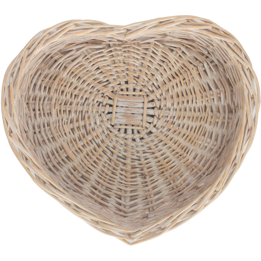 Red Hamper Small White Wash Heart Shaped Wicker Tray Image 2